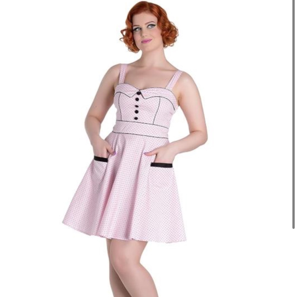 Hell Bunny Vixen Vanity Polka Dot Rockabilly Retro Pinup Swing Dress